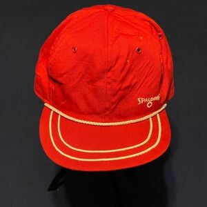 Vintage 80s Spalding Sports Spell Out Rope Snapback Cap Red